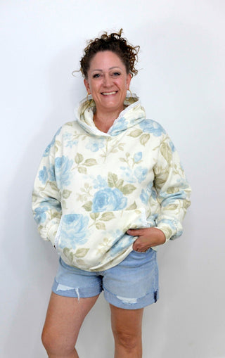 Lace Floral Hoodie Pullover - Shop Hidden Treasure Boutique