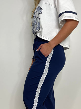 Lace Trim Track Pants - Shop Hidden Treasure Boutique