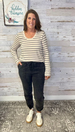 Lauren Birch Black Stripe Top - Shop Hidden Treasure Boutique