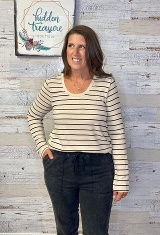 Lauren Birch Black Stripe Top - Shop Hidden Treasure Boutique