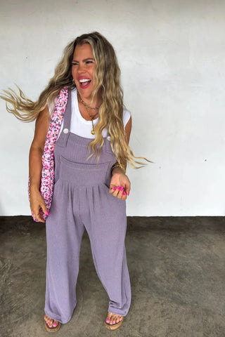 Lavender Boho Overalls - Shop Hidden Treasure Boutique