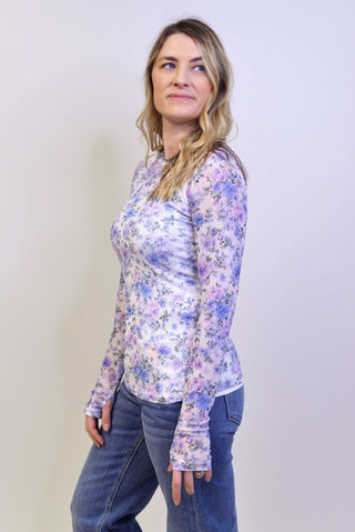 Lavender Floral Mesh Top - Shop Hidden Treasure Boutique