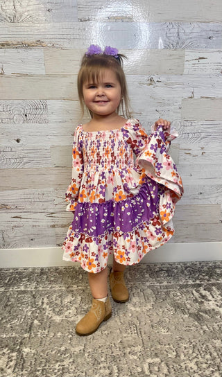 Lavender Flower 3 Tiered Dress - Shop Hidden Treasure Boutique