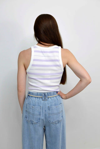 Lavender Stripe Tank Top - Shop Hidden Treasure Boutique