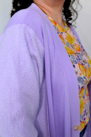 Lavender Sweatshirt Cardigan - Shop Hidden Treasure Boutique