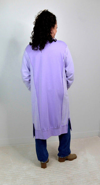 Lavender Sweatshirt Cardigan - Shop Hidden Treasure Boutique