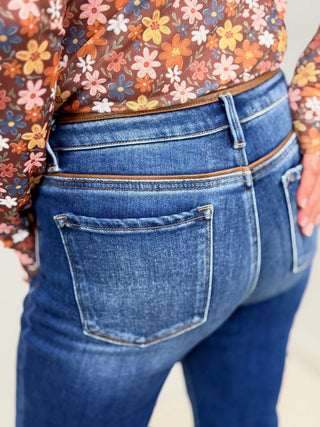 Leather Detail Bootcut Jeans - Shop Hidden Treasure Boutique