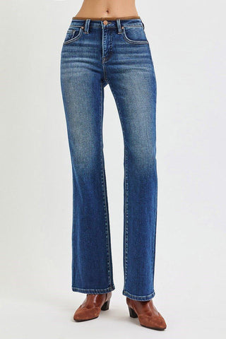 Leather Detail Bootcut Jeans - Shop Hidden Treasure Boutique
