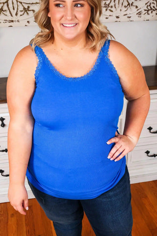 Lexi Lace Tank - Royal Blue - Shop Hidden Treasure Boutique