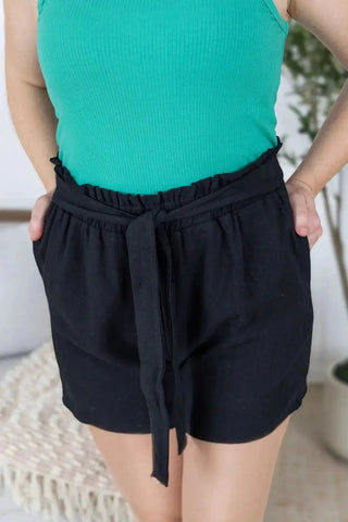 Libby Linen Black Shorts - Shop Hidden Treasure Boutique