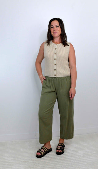 Light Khaki Knit Tank Top - Shop Hidden Treasure Boutique