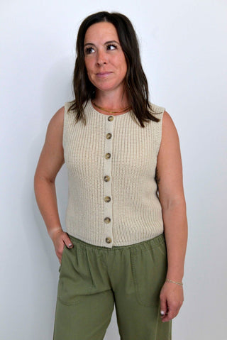 Light Khaki Knit Tank Top - Shop Hidden Treasure Boutique