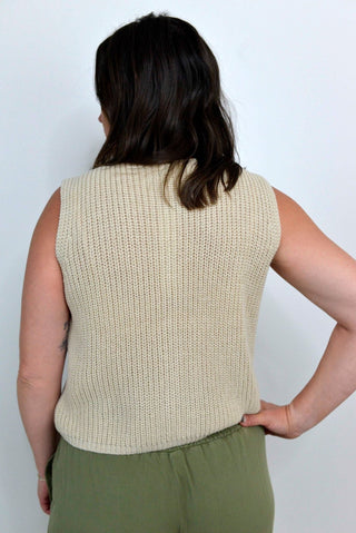 Light Khaki Knit Tank Top - Shop Hidden Treasure Boutique