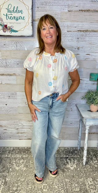 Light Wash High Rise Wide Leg Petite - Shop Hidden Treasure Boutique