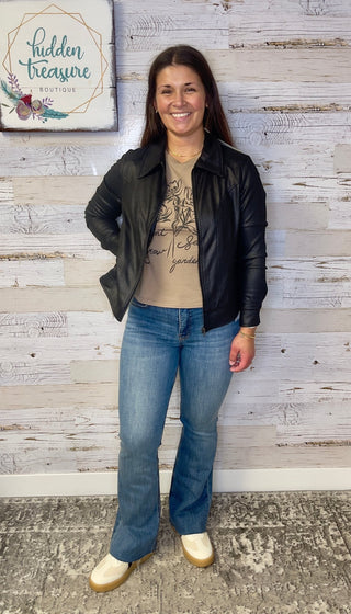 Lightweight Faux Leather Jacket - Shop Hidden Treasure Boutique