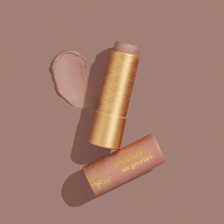 lip products with 'Pout & Pop' branding on a brown background