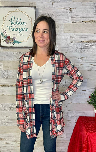 Lola Plaid Print Cardigan - Shop Hidden Treasure Boutique