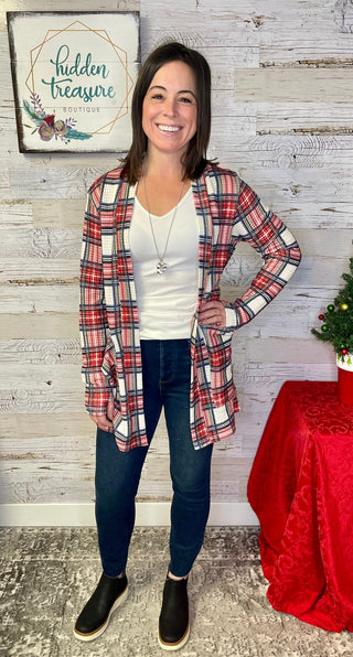 Lola Plaid Print Cardigan - Shop Hidden Treasure Boutique