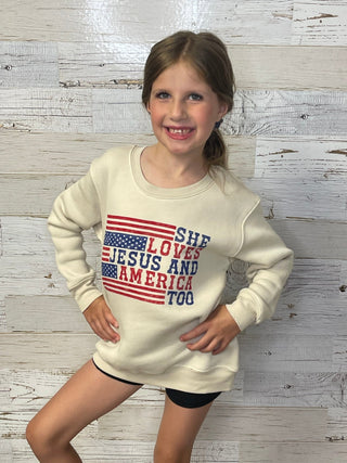 Loves Jesus & America Too Sweatshirt - Shop Hidden Treasure Boutique