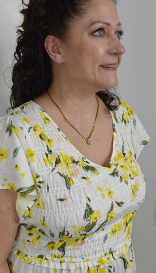 Lucy Smocked Yellow Floral Dress - Shop Hidden Treasure Boutique