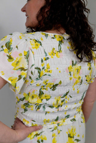 Lucy Smocked Yellow Floral Dress - Shop Hidden Treasure Boutique
