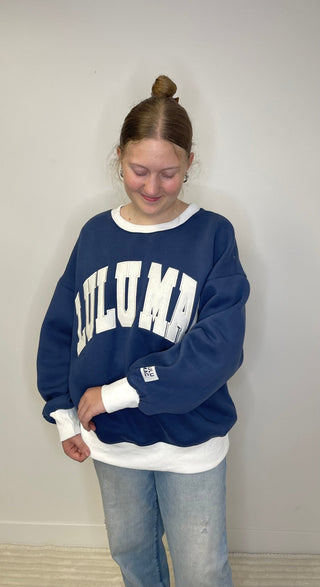 LULU MAC Color Block Sweatshirt-Navy - Shop Hidden Treasure Boutique