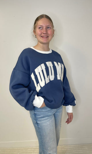 LULU MAC Color Block Sweatshirt-Navy - Shop Hidden Treasure Boutique