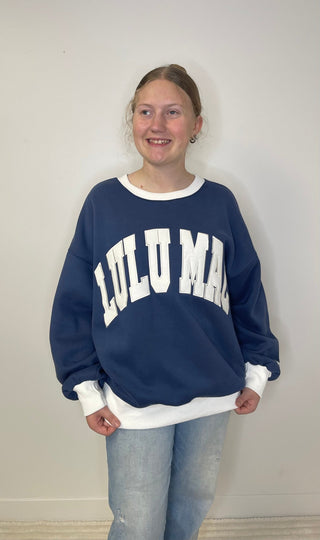 LULU MAC Color Block Sweatshirt-Navy - Shop Hidden Treasure Boutique