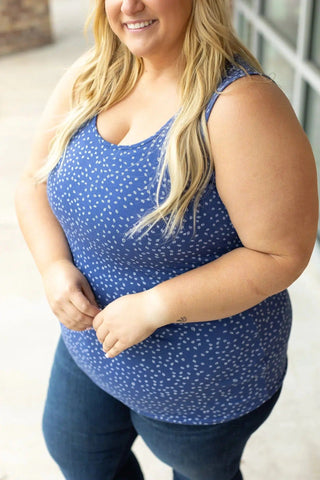 Luxe Crew Tank - Blue Leaf - Shop Hidden Treasure Boutique