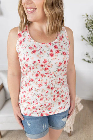 Luxe Crew Tank - Ivory Pink Floral - Shop Hidden Treasure Boutique