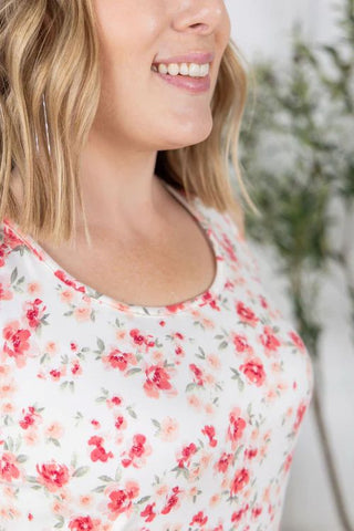 Luxe Crew Tank - Ivory Pink Floral - Shop Hidden Treasure Boutique