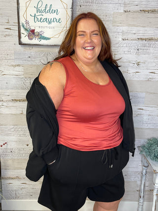 Luxe Crew Tank - Papaya - Shop Hidden Treasure Boutique