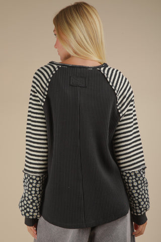 Macy Mixed Black Top - Shop Hidden Treasure Boutique