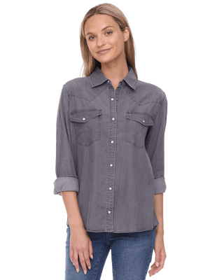 Magnolia Stretch Shirt - Washed Black - Shop Hidden Treasure Boutique
