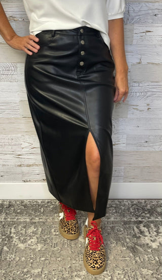 Marci Black Button Maxi Skirt - Shop Hidden Treasure Boutique