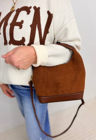 McKenna Faux Suede Bucket Bag - Shop Hidden Treasure Boutique