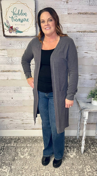 Micro Bambu Cardigan - Smoke - Shop Hidden Treasure Boutique
