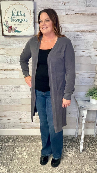 Micro Bambu Cardigan - Smoke - Shop Hidden Treasure Boutique