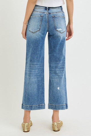 Mid Rise Crop Wide Leg Jeans - Shop Hidden Treasure Boutique