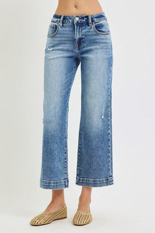 Mid Rise Crop Wide Leg Jeans - Shop Hidden Treasure Boutique