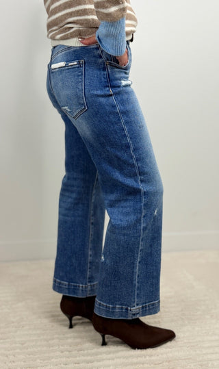 Mid Rise Crop Wide Leg Jeans - Shop Hidden Treasure Boutique