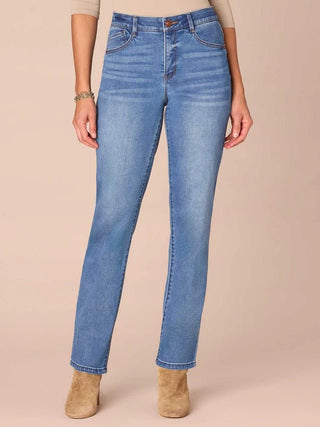 Mid Wash Ab Solution Str Leg Jeans - Shop Hidden Treasure Boutique