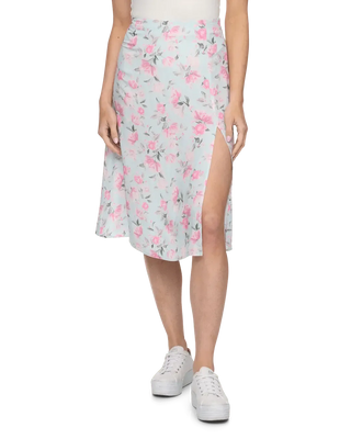 Midi Blue Floral Slip Skirt - Shop Hidden Treasure Boutique