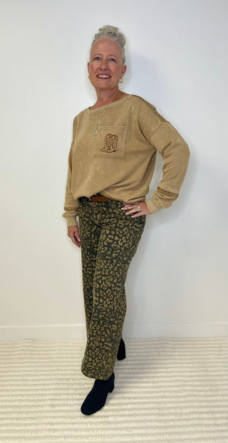 Mineral Washed Boot Sweatshirt - Shop Hidden Treasure Boutique