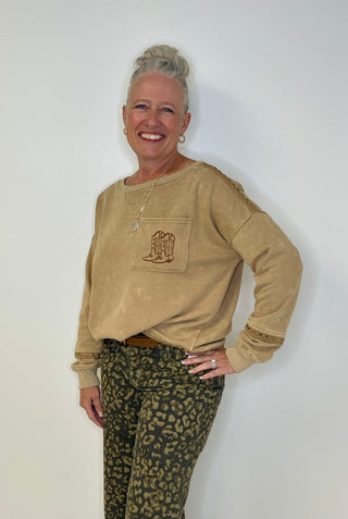 Mineral Washed Boot Sweatshirt - Shop Hidden Treasure Boutique