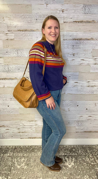 Mock Neck Bubble Hem Sweater - Shop Hidden Treasure Boutique
