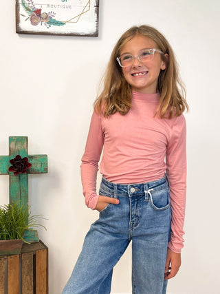 Mock Neck Modal Knit Top - Girls - Shop Hidden Treasure Boutique