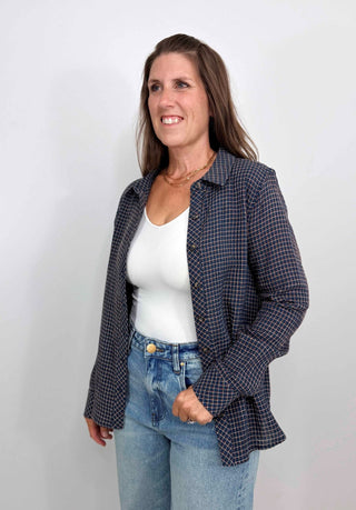 Navigator Navy Plaid Button Down - Shop Hidden Treasure Boutique