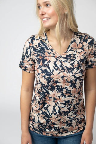 Navy Autumn Petals Tee - Shop Hidden Treasure Boutique