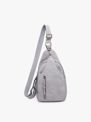 Nikki Dual Compartment Crossbody Sling Bag: Grey - Shop Hidden Treasure Boutique